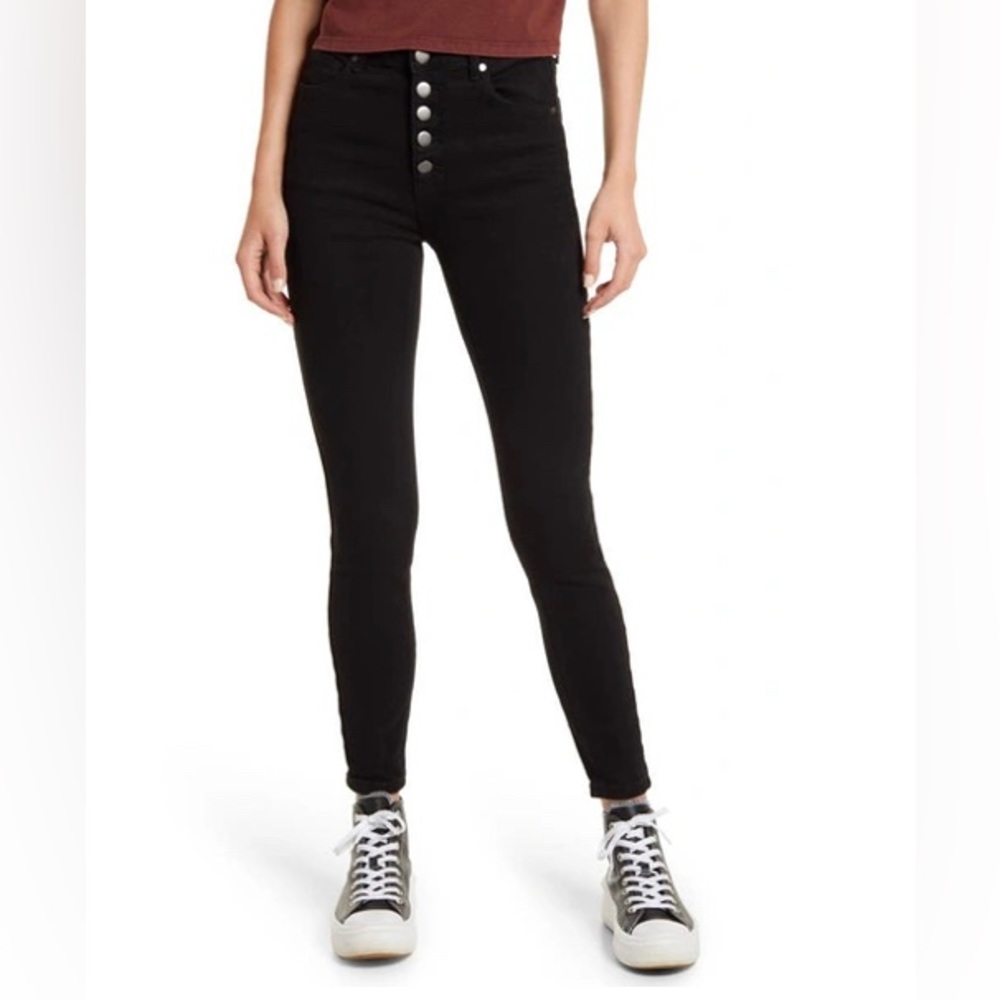 BP. EXPOSED BUTTON HIGH WAIST SKINNY BLACK JEANS Size 30 (12) NWT